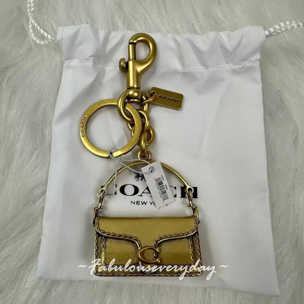 Coach Tabby Bag Charm With Key Chain Keyring In Brass CS246 NWT